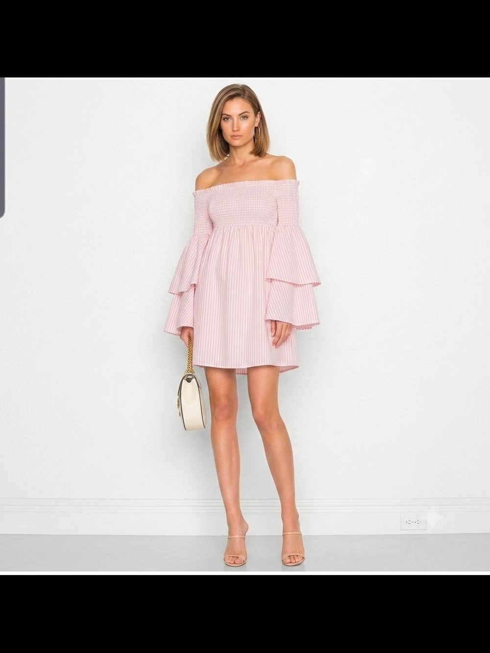 🌸 Paper Heart Striped Dreamy Smocked Off Shoulder Mini Dress - Size XL ✨ NWT
